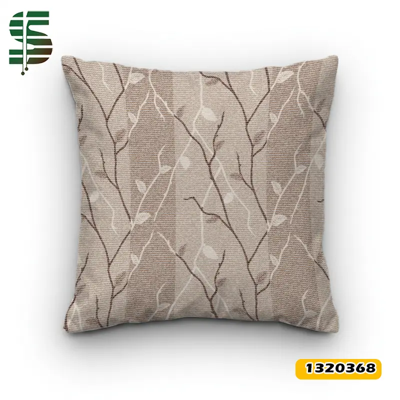 کوسن مخمل کد 1320368 طرح شاخ و برگ قهوه ای