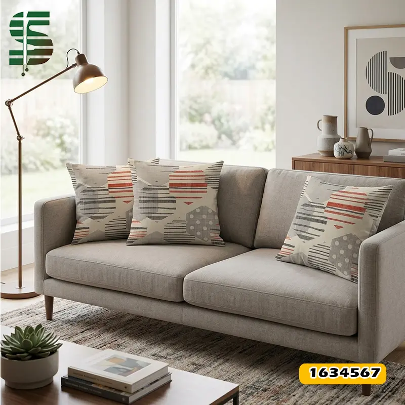 کوسن مخمل کد 1634567 طرح هندسی 6 ضلعی مدل مربع