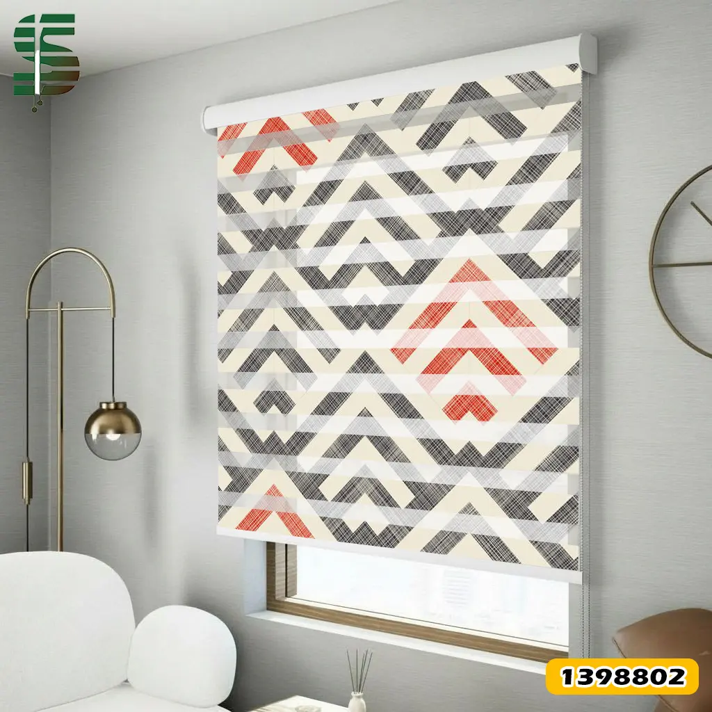 پرده زبرا طرح دار کد 1398802 مدل هندسی زمینه بافت