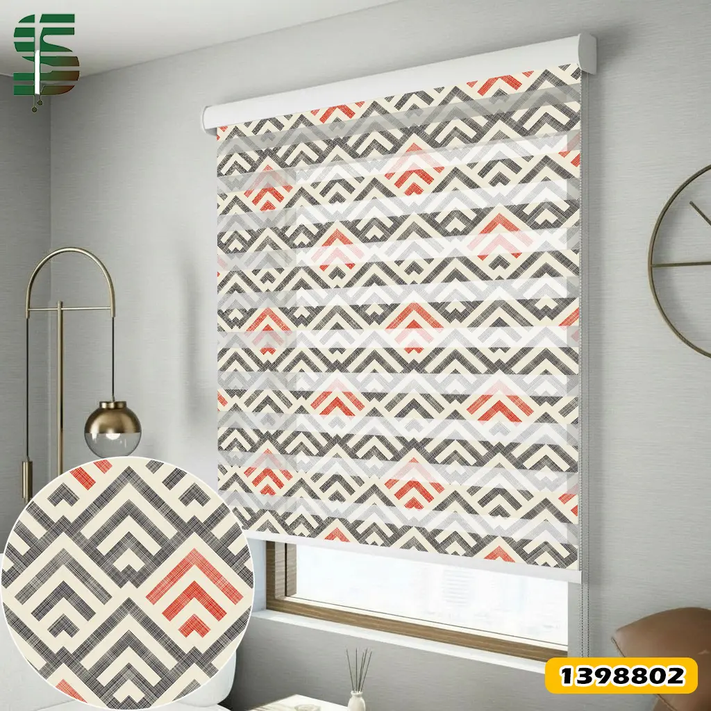 پرده زبرا طرح دار کد 1398802 مدل هندسی زمینه بافت
