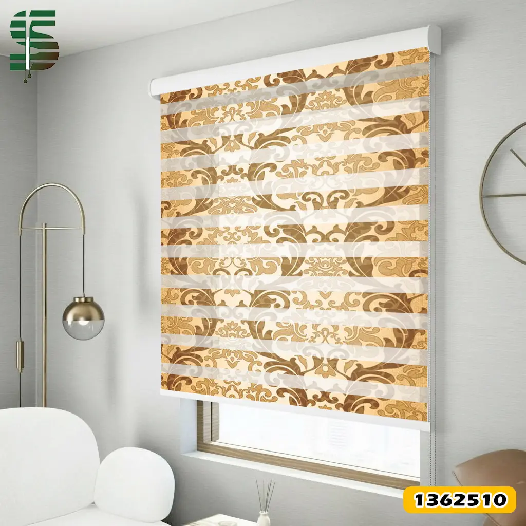 پرده زبرا طرح دار کد 1362510 مدل گل داماسک رونده