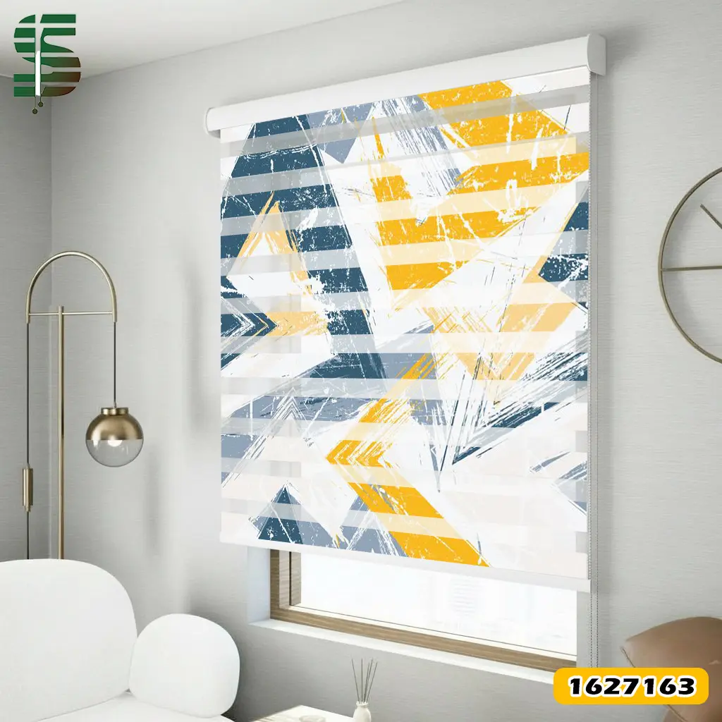 پرده زبرا طرح دار کد 1627163 مدل هندسی انتزاعی
