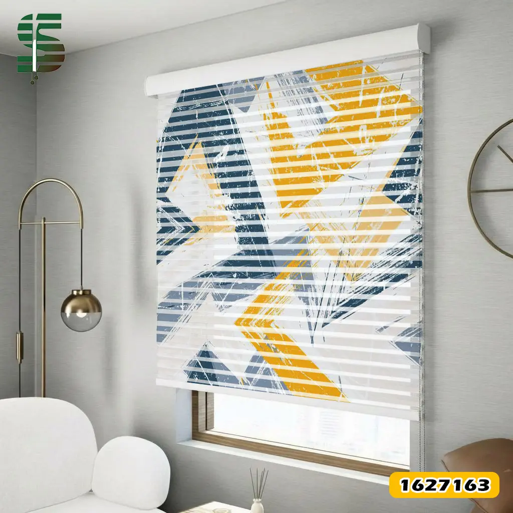 پرده شب و روز طرح دار کد 1627163 طرح هندسی انتزاعی