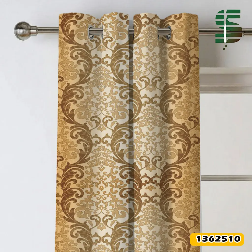پرده پانچ طرح دار کد 1362510 مدل گل داماسک رونده