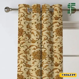 پرده پانچ طرح دار کد 1406239 مدل گل قهوه ای