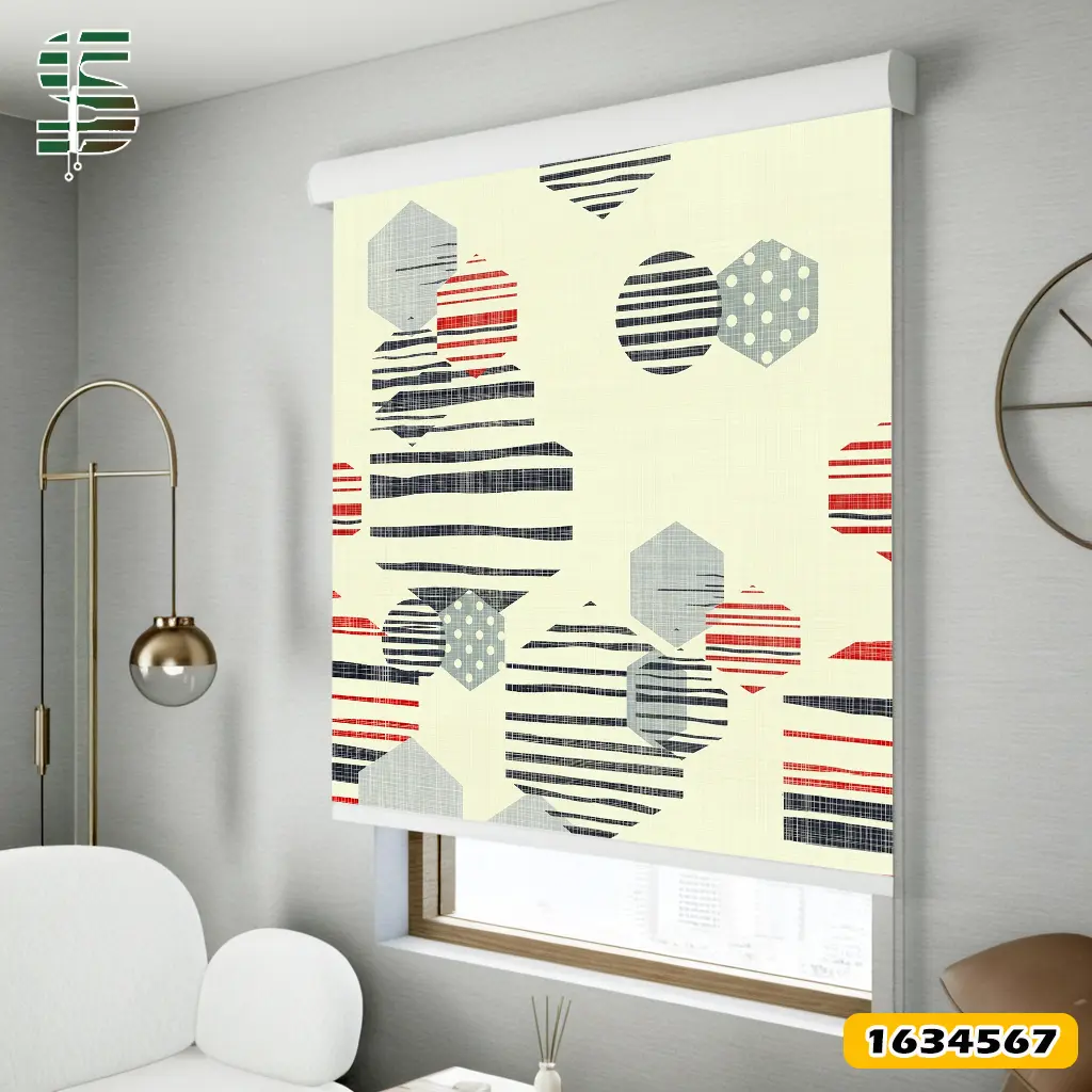 roller-blinds-1634567-1 پرده زبرا طرح دار کد 1634567 طرح هندسی 6 ضلعی