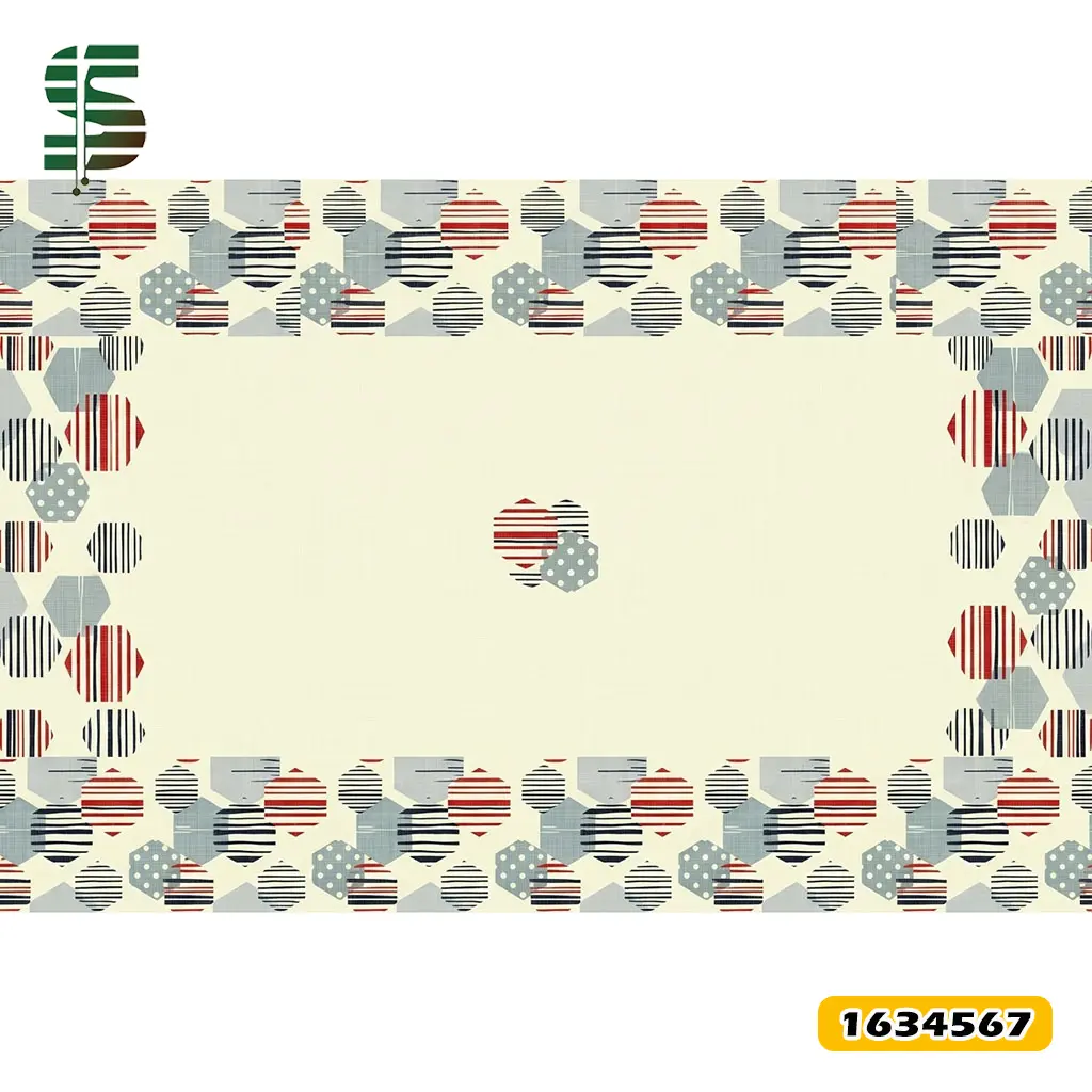 رومیزی مخمل کد 1634567 طرح هندسی 6 ضلعی