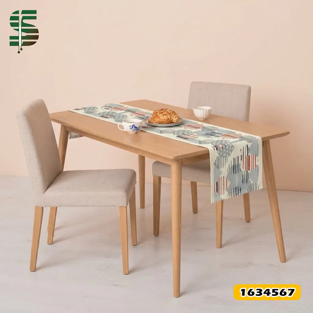 رانر مخمل کد 1634567 طرح هندسی 6 ضلعی
