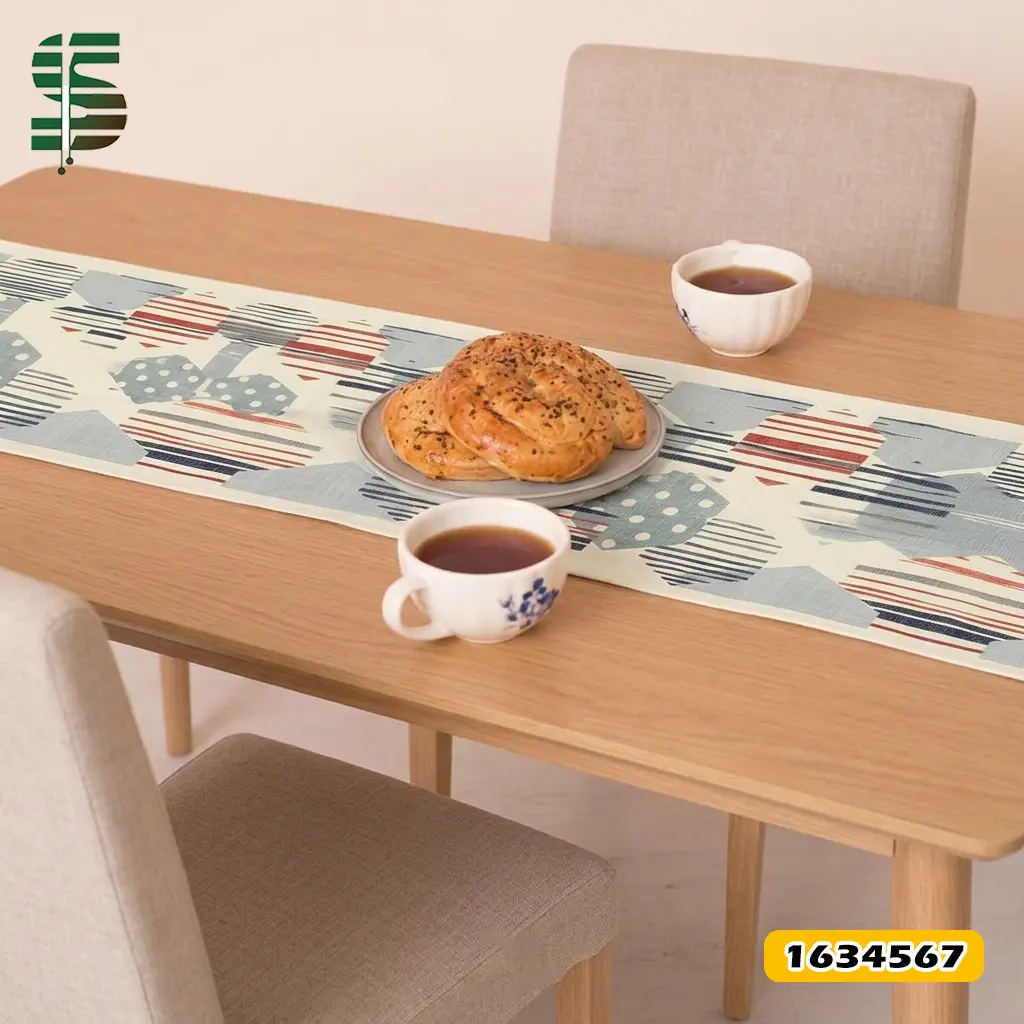 رانر مخمل کد 1634567 طرح هندسی 6 ضلعی