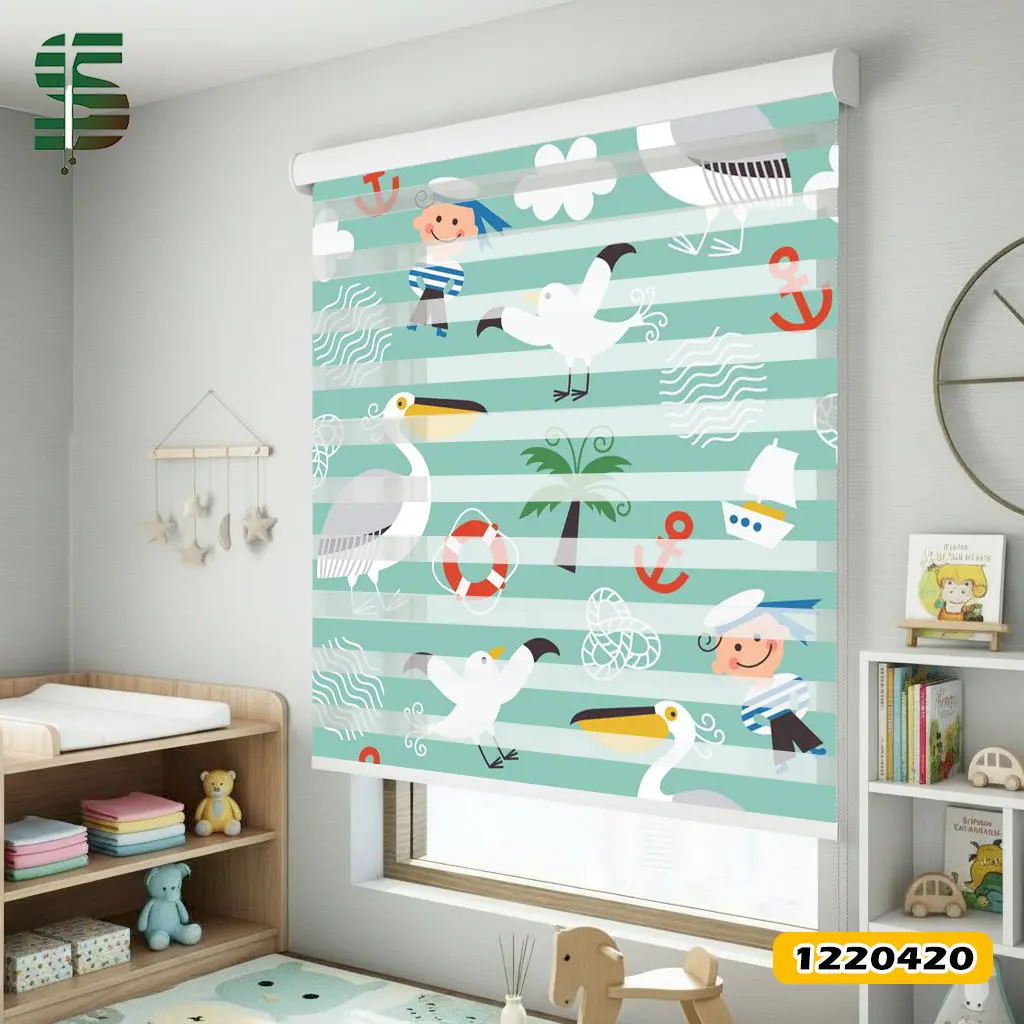 zebra-blinds-1220420 پرده زبرا کودک کد 1220420 طرح شخصیت های دریایی