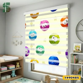 پرده زبرا کودک کد 1490485 طرح شخصیت های کرکی زیبا و کارتونی