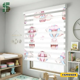 پرده زبرا کودک کد 1594404 طرح حیوانات و بالن
