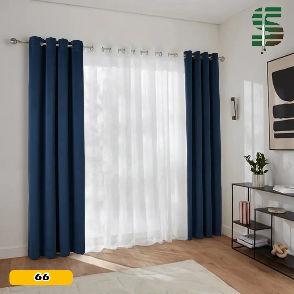 پرده پانچ ترکیبی مخمل کالیفرنیا و حریر در 17 رنگ