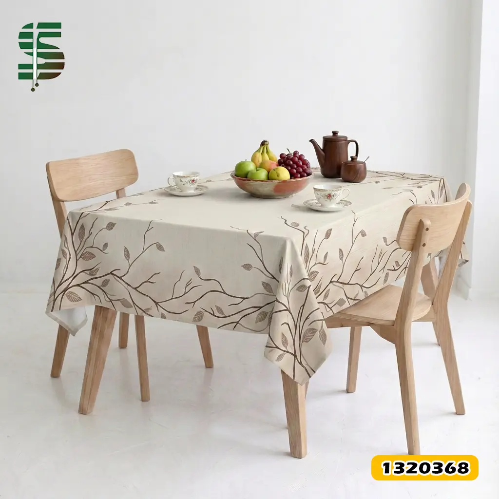 رومیزی مخمل کد 1320368 طرح شاخ و برگ قهوه ای