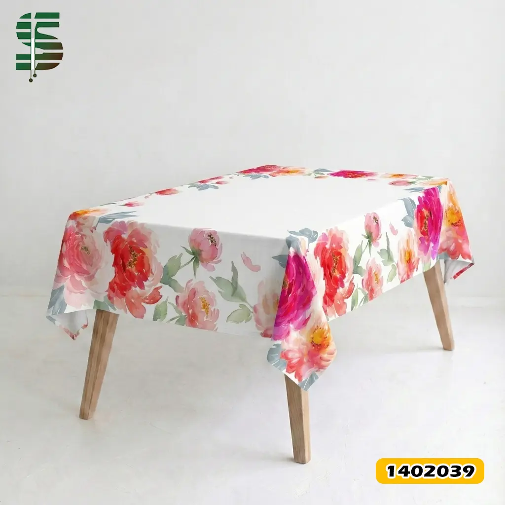 رومیزی مخمل کد 1402039 طرح گل درشت آبرنگی