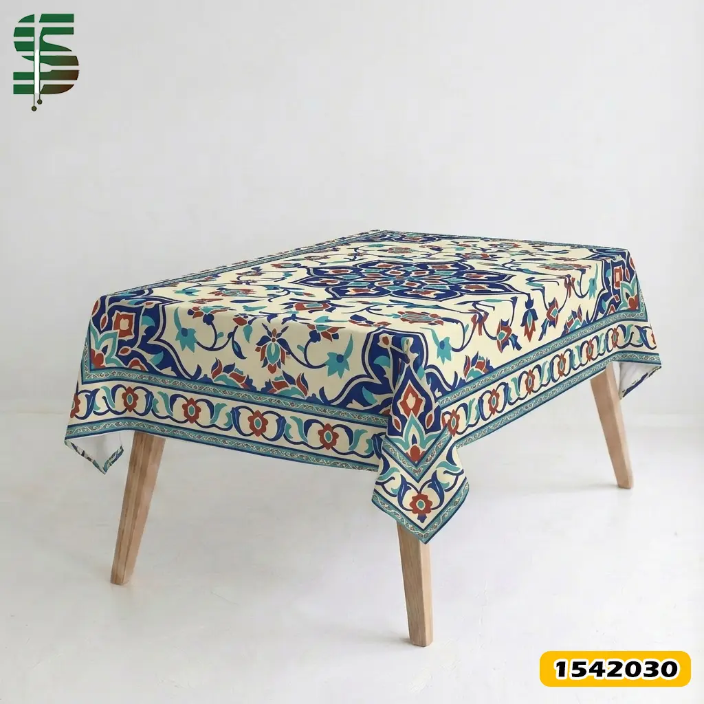 رومیزی مخمل کد 1542030 طرح سنتی گل های شرقی