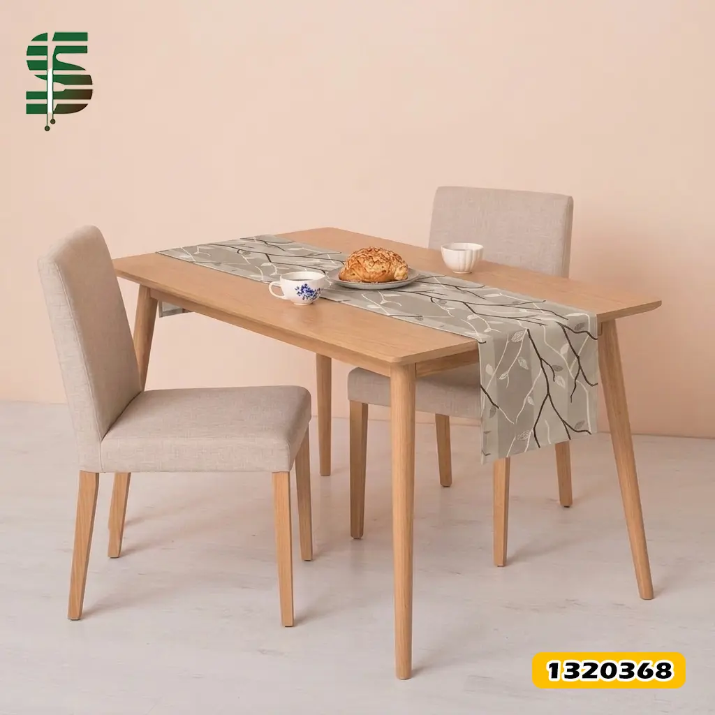 رانر مخمل کد 1320368 طرح شاخ و برگ قهوه ای