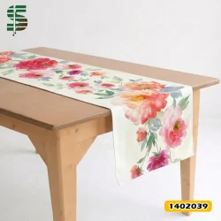 رانر مخمل کد 1402039 طرح گل درشت آبرنگی