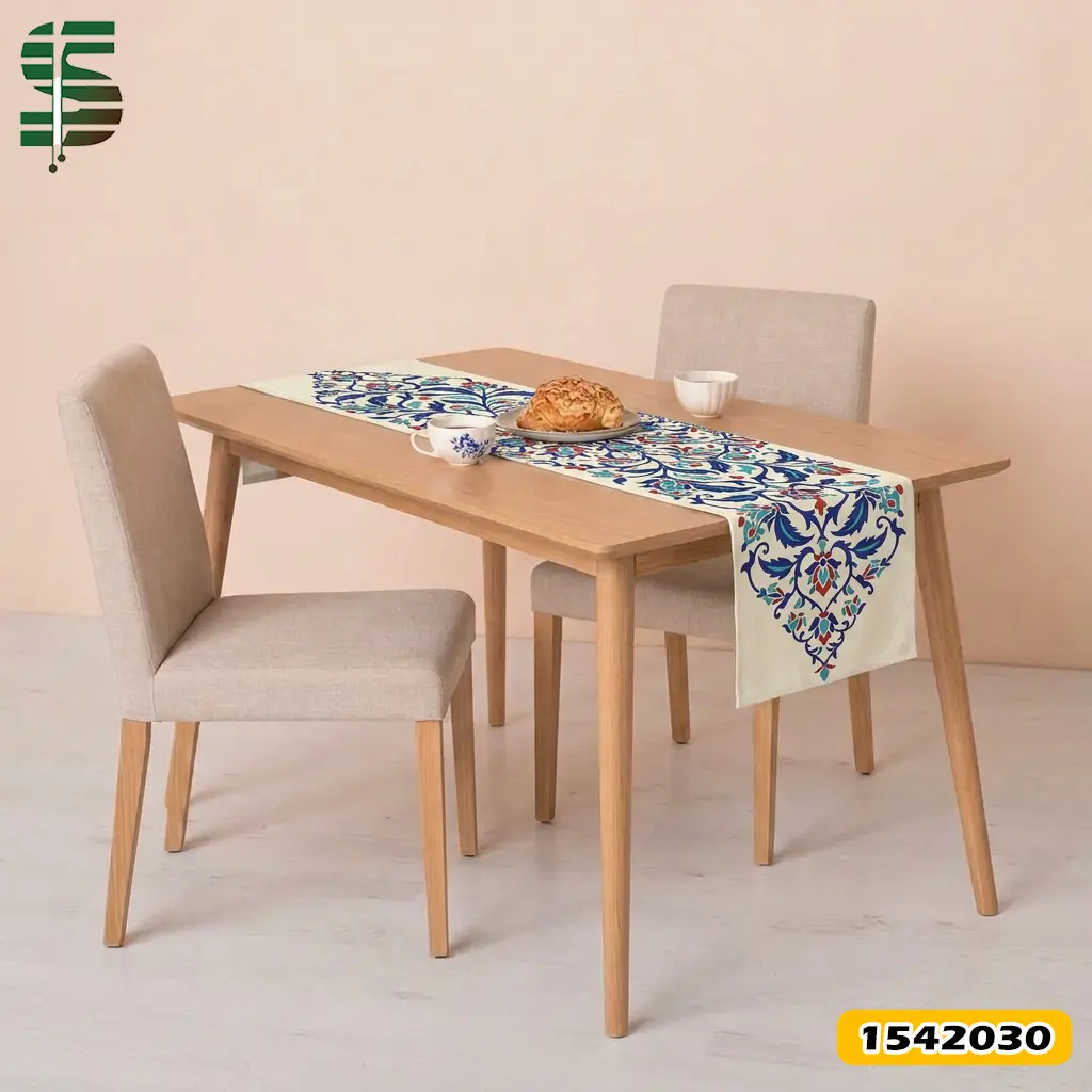 رانر مخمل کد 1402039 طرح سنتی گل های شرقی