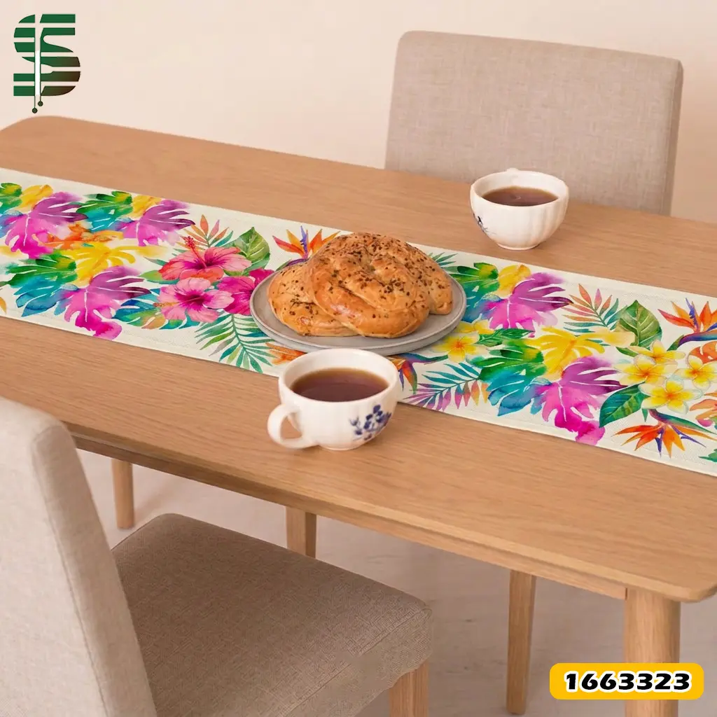 رانر مخمل کد 1663323 طرح گلبرگ هاوایی