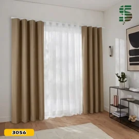 پرده مینیمال ترکیبی کتان هازان و حریر نسکافه ای