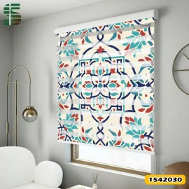 پرده زبرا طرح دار کد 1542030 مدل سنتی گل های شرقی