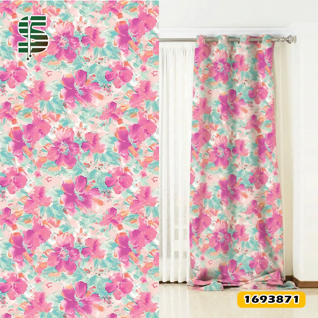 eyelet-curtain-1693871 پرده پانچ طرح دار کد 1693871 مدل گل های آبرنگی