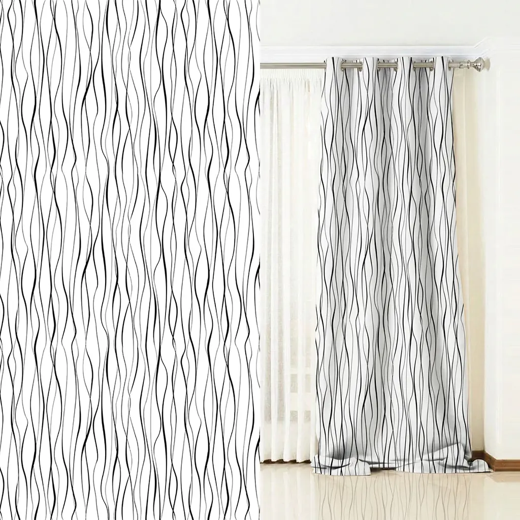 eyelet-curtain-1715735 پرده پانچ طرح دار کد 1715735 مدل مواج سیاه و سفید