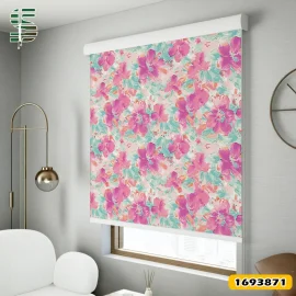 پرده شید طرح دار 1693871 مدل گل های آبرنگی