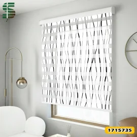 پرده زبرا طرح دار کد 1715735 طرح مواج سیاه و سفید