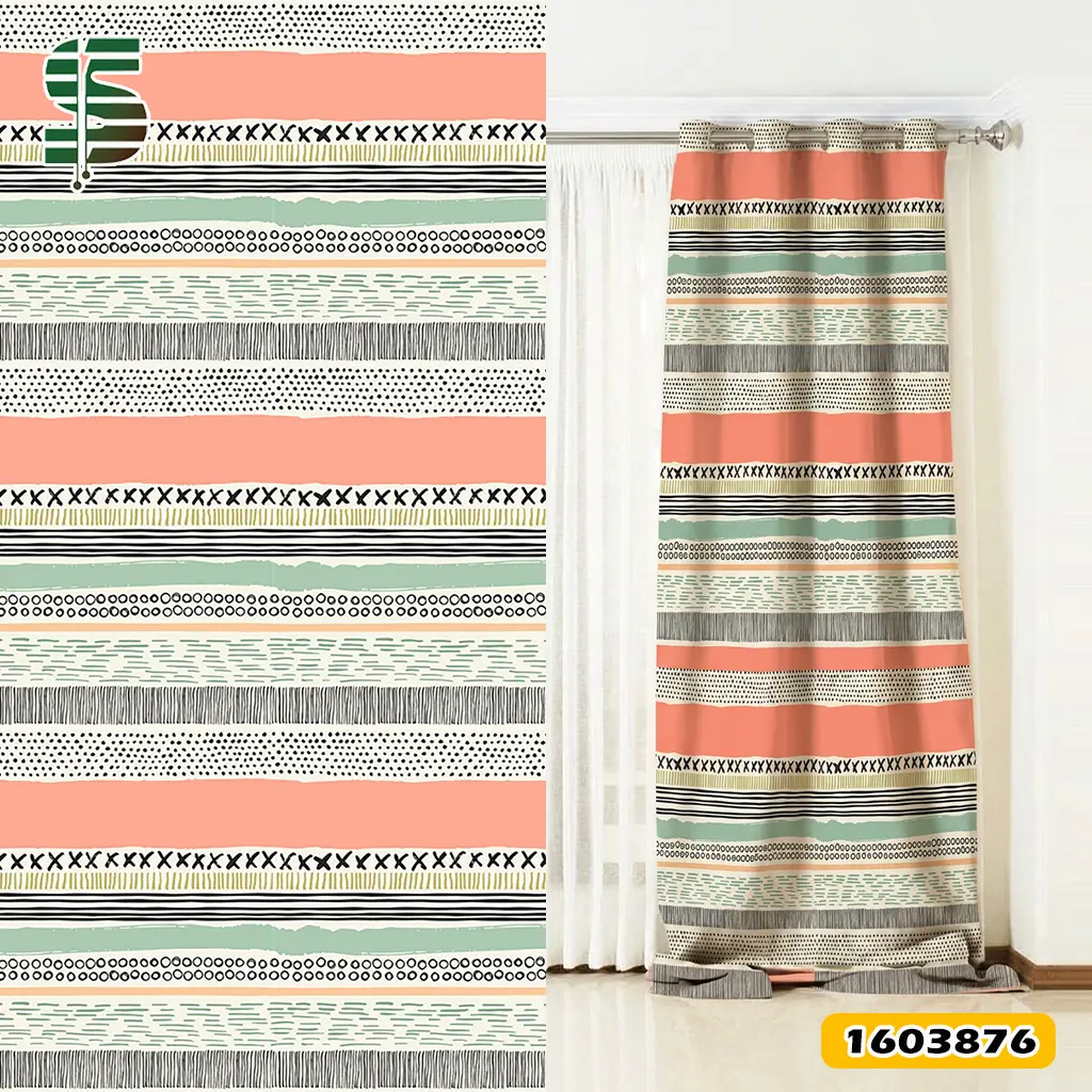 eyelet-curtain-1603876 پرده پانچ طرح دار کد 1603876 مدل ریتم هندسی