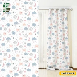 پرده پانچ کودک کد 1627618 طرح ماه و ستاره
