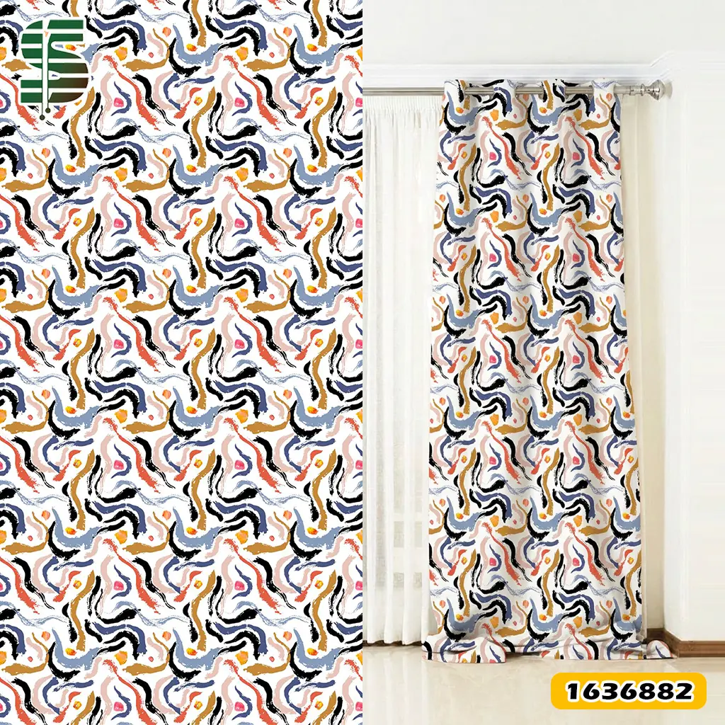 eyelet-curtain-1636882 پرده پانچ طرح دار کد 1636882 مدل منحنی های رنگین