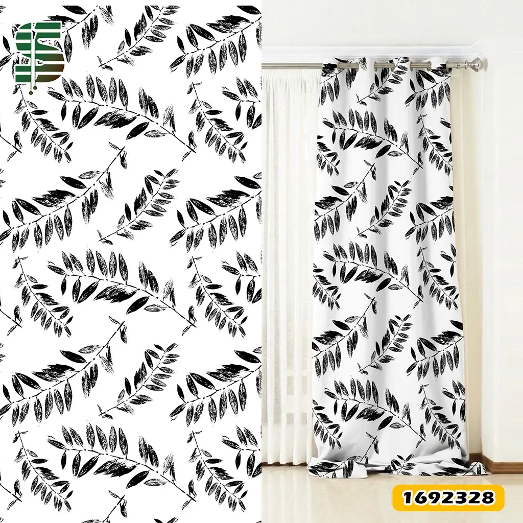eyelet-curtain-1692328 پرده پانچ طرح دار کد 1692328 مدل برگ روی زمینه ساده