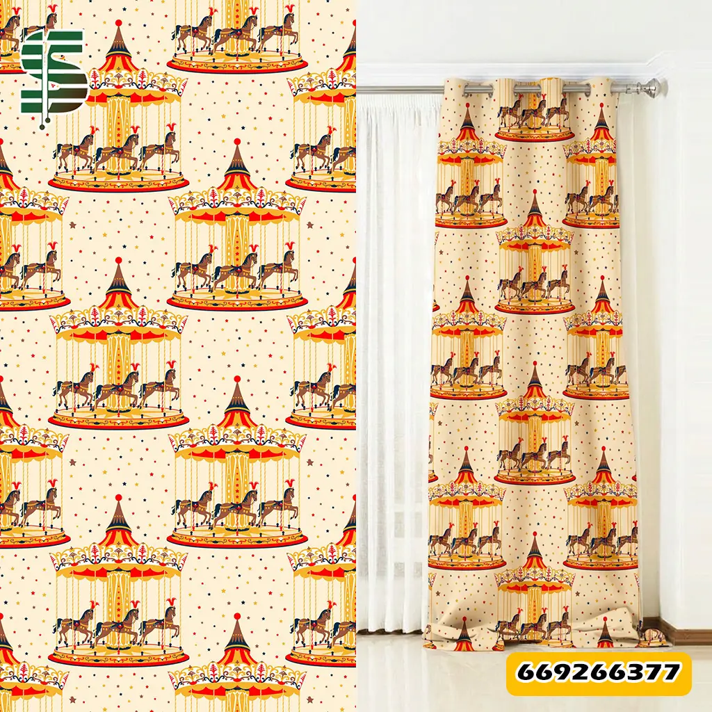 eyelet-curtain-669266377 پرده پانچ کودک کد 669266377 طرح چرخ و فلک
