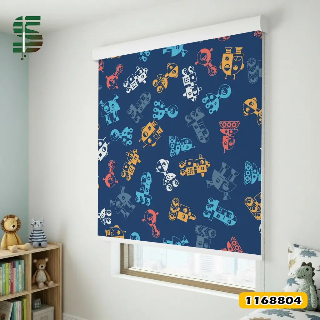 roller-blinds-1168804 پرده شید کودک کد 1168804 طرح ربات ها 1