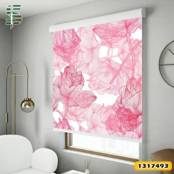 پرده شید طرح دار 1317493 مدل گل رز صورتی