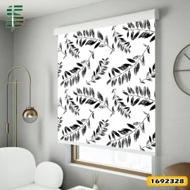 پرده شید طرح دار 1692328 مدل برگ روی زمینه ساده