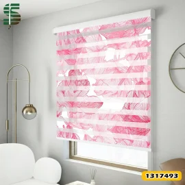 پرده زبرا طرح دار کد 1317493 مدل گل رز صورتی