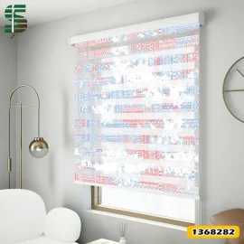 پرده زبرا طرح دار کد 1368282 مدل بافته های باستانی روشن
