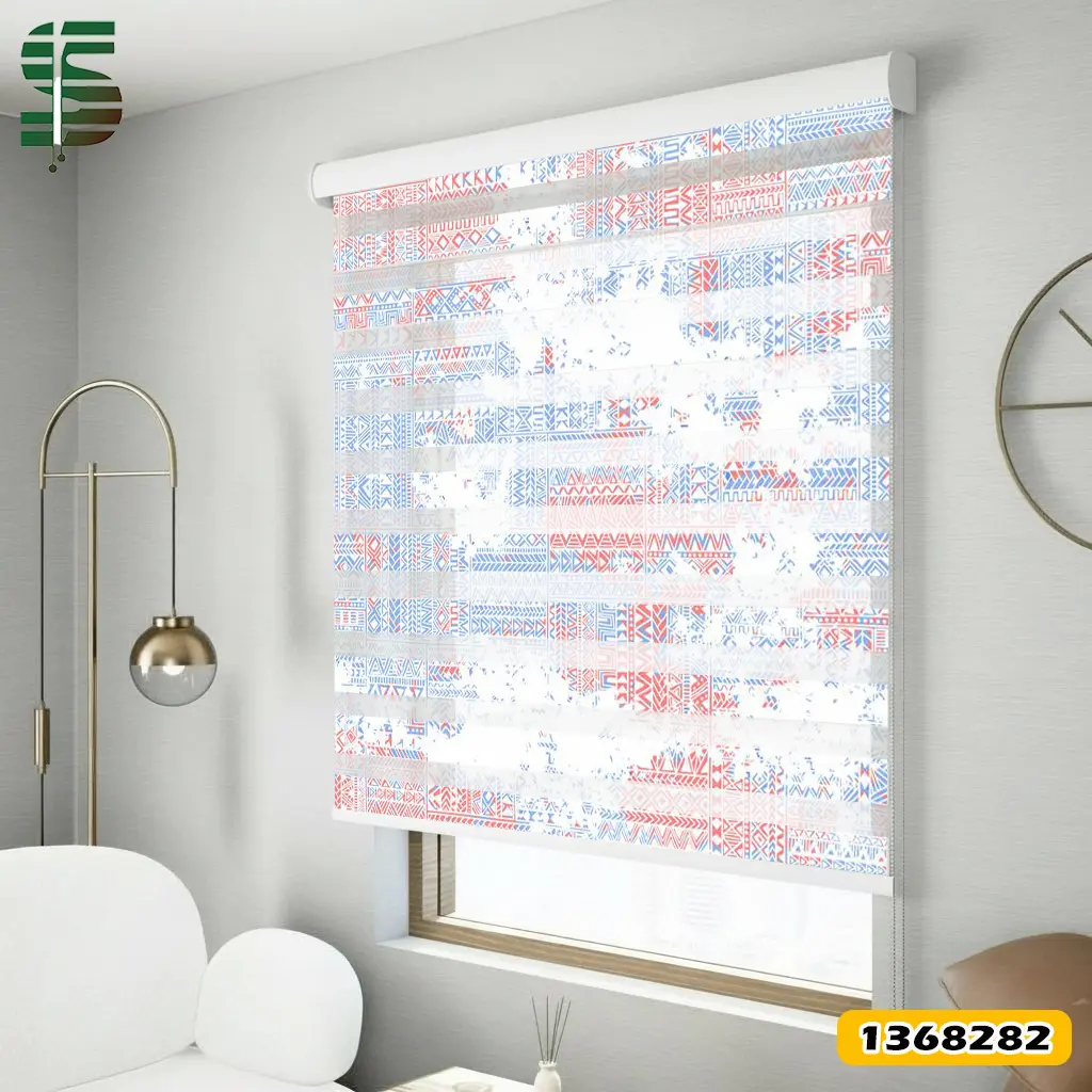 zebra-blinds-1368282 پرده زبرا طرح دار کد 1368282 مدل بافته های باستانی روشن