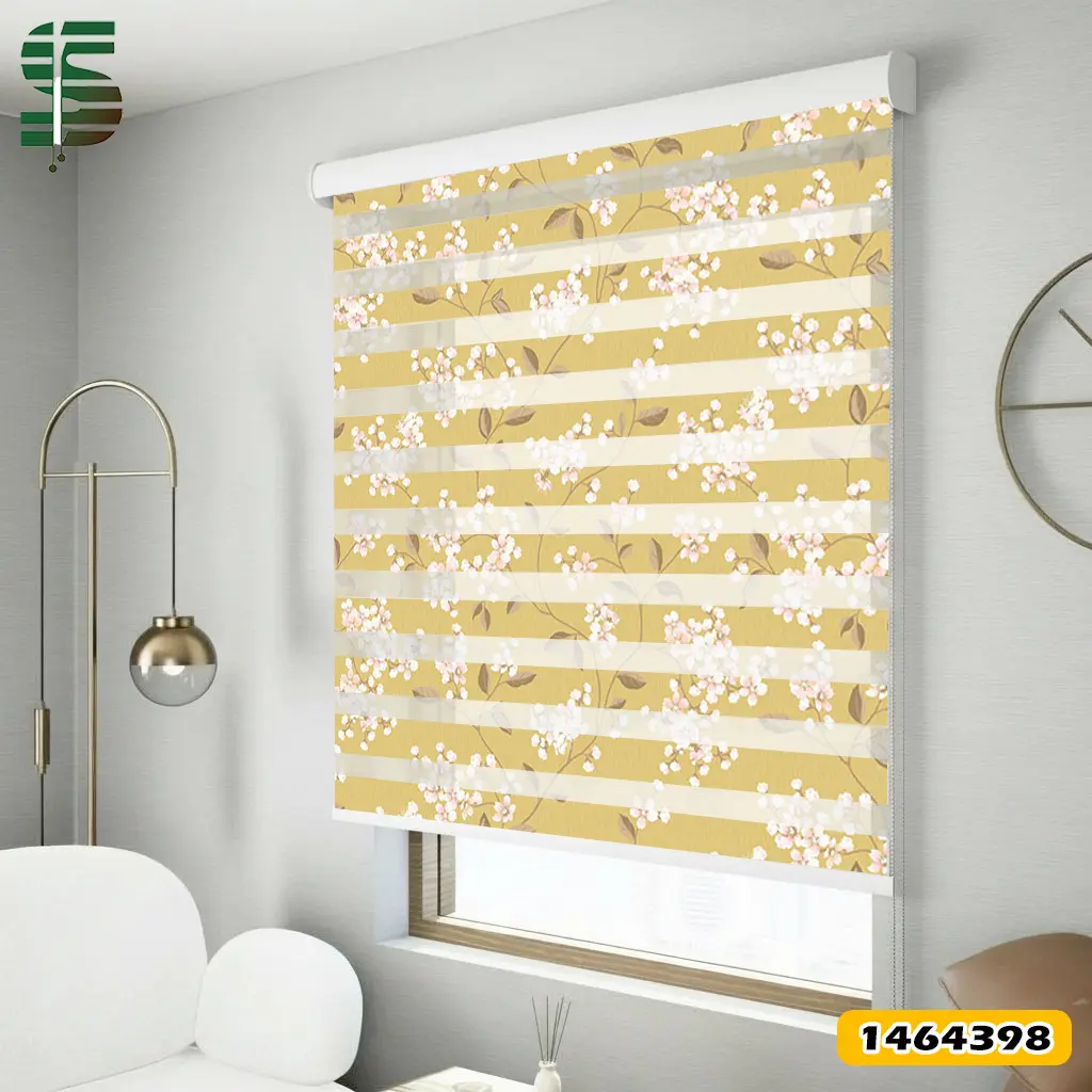 zebra-blinds-1464398 پرده زبرا طرح دار کد 1464398 مدل شکوفه های بهاری