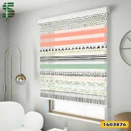 پرده زبرا طرح دار کد 1603876 مدل ریتم هندسی