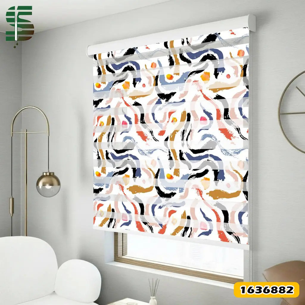 zebra-blinds-1636882 پرده زبرا طرح دار کد 1636882 مدل منحنی های رنگین