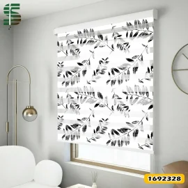 پرده زبرا طرح دار کد 1692328 مدل برگ روی زمینه ساده