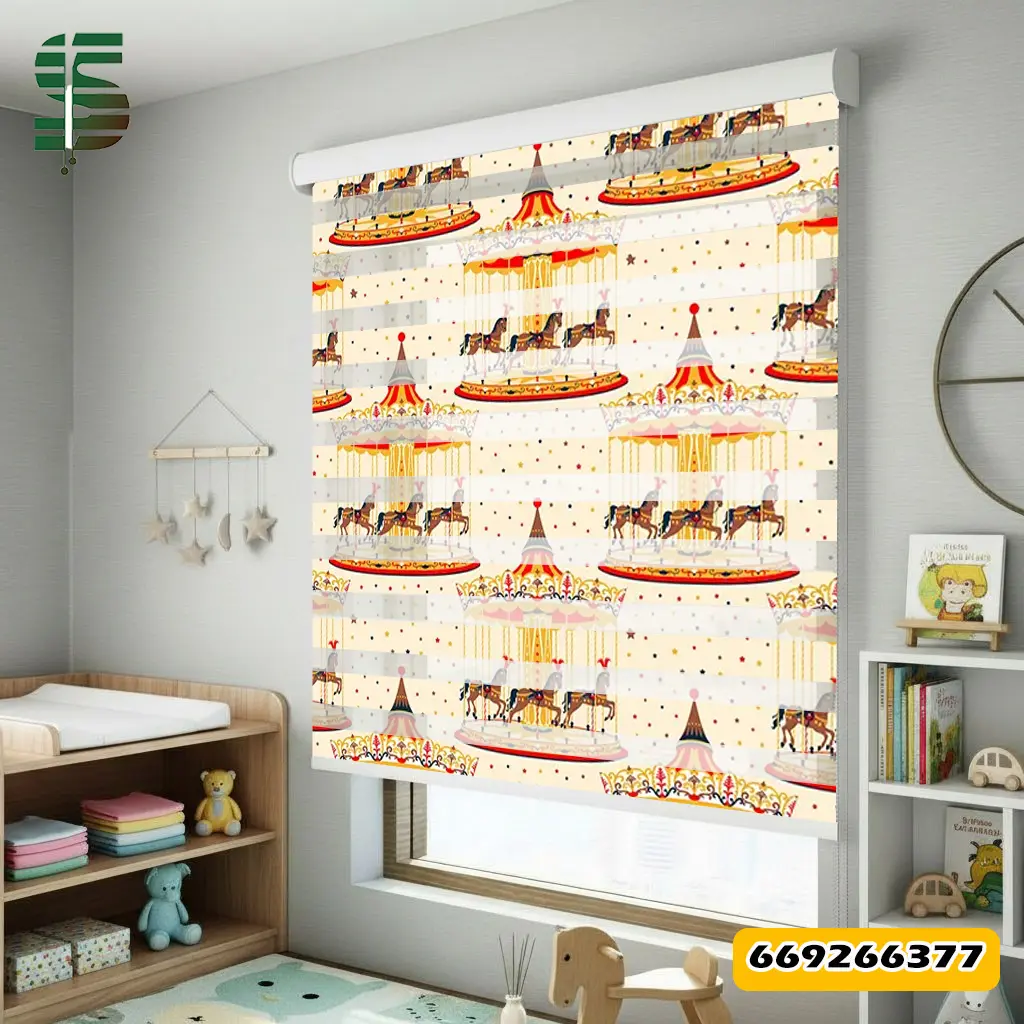 zebra-blinds-669266377 پرده زبرا کودک کد 669266377 طرح چرخ و فلک